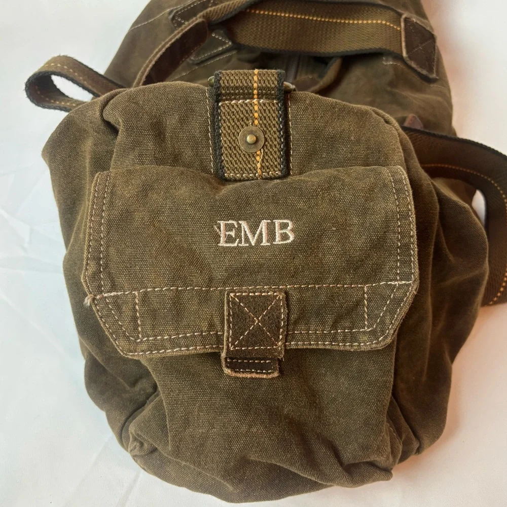 Bed Stu Vick Canvas Duffel Weekender Bag Brown Rustic W/Strap Monogram EMB
